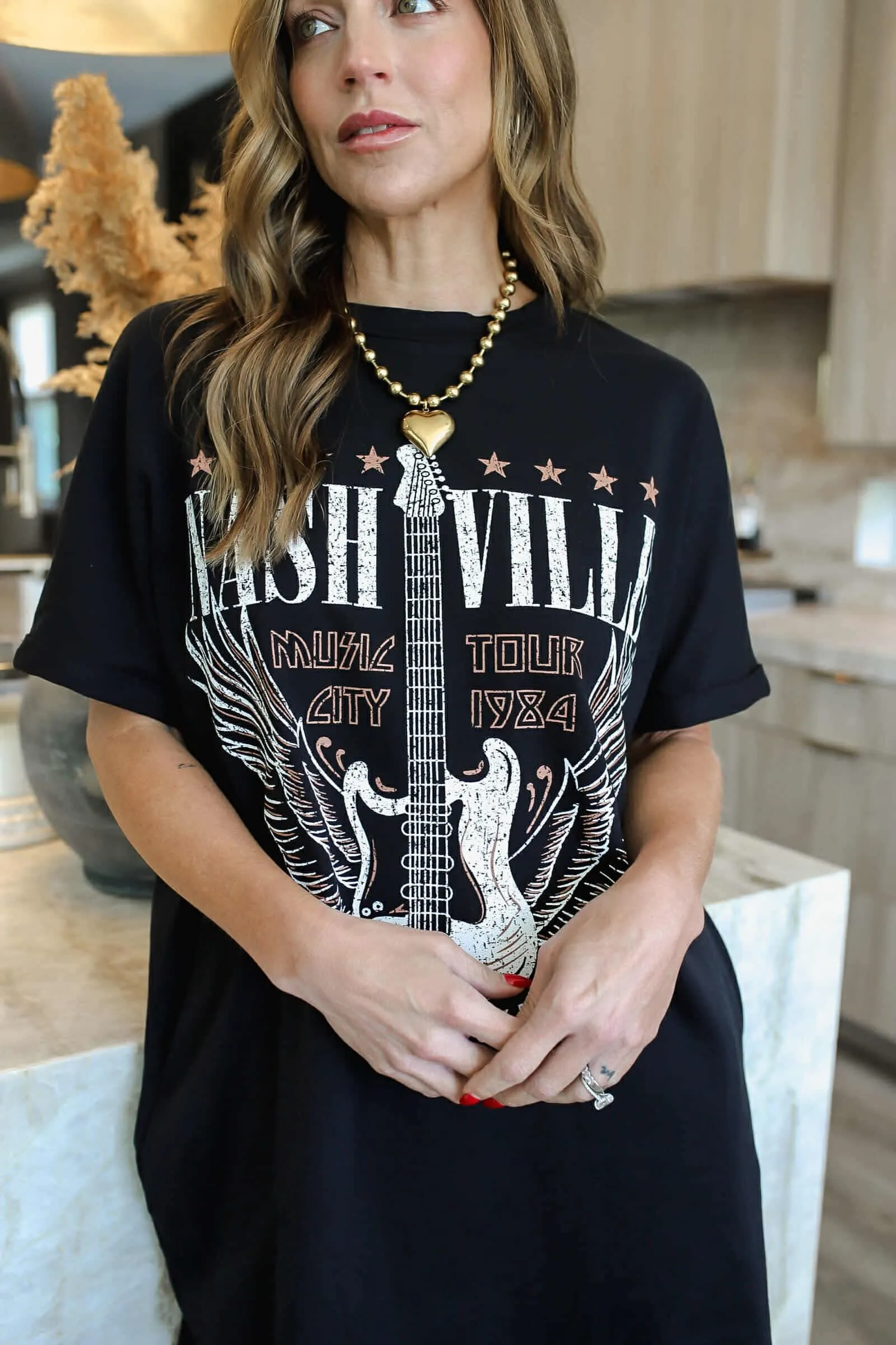 Graphic Round Neck Short Sleeve Tee Dress