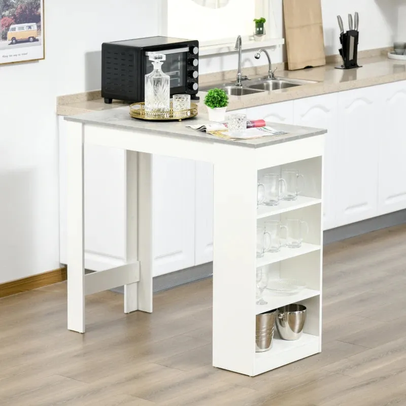 Grey 4-Tier Storage Shelf Bar Table