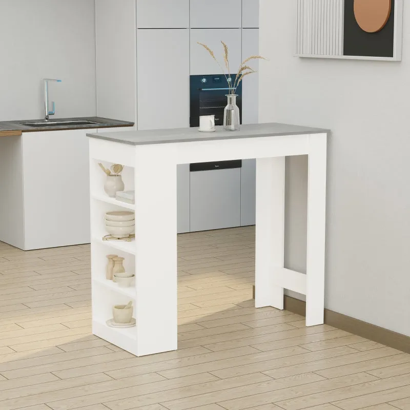 Grey 4-Tier Storage Shelf Bar Table