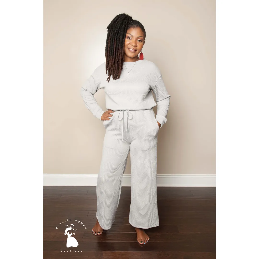 Grey Blue Ultra Textured Culotte Set