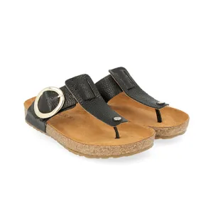 Haflinger Round Buckle Corinna Sandal (Women) - Black Pebble