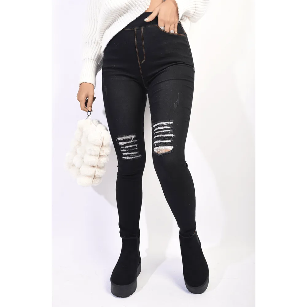 High Waisted Ripped Skinny Jeggings