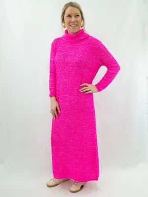 Hot Pink Knit Midi Dress