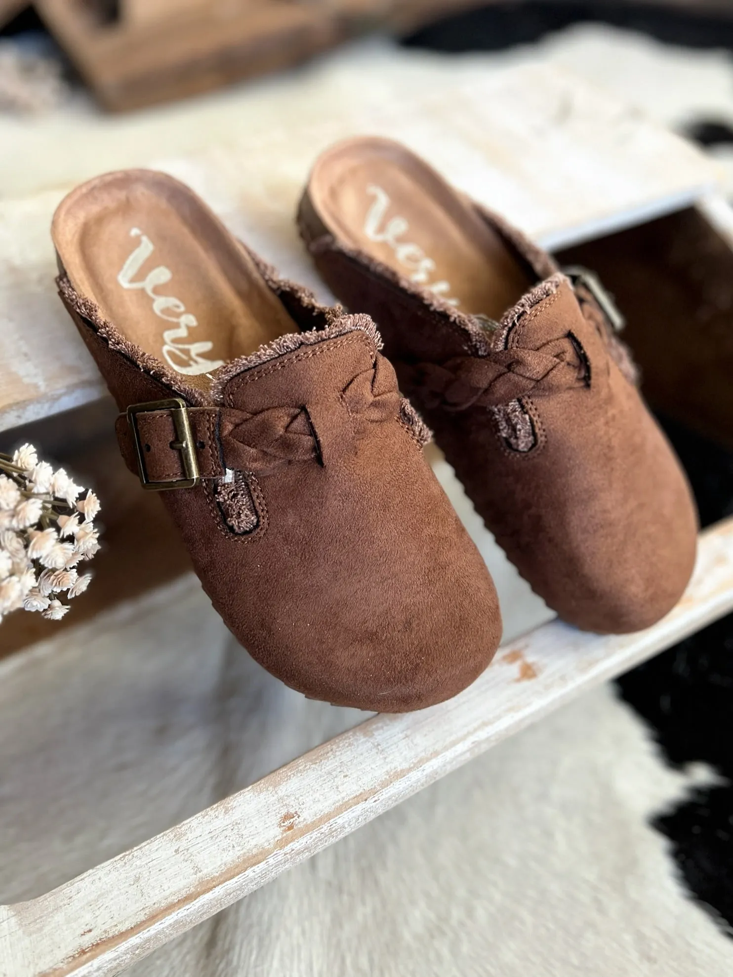 Iris Brown Braided Clogs