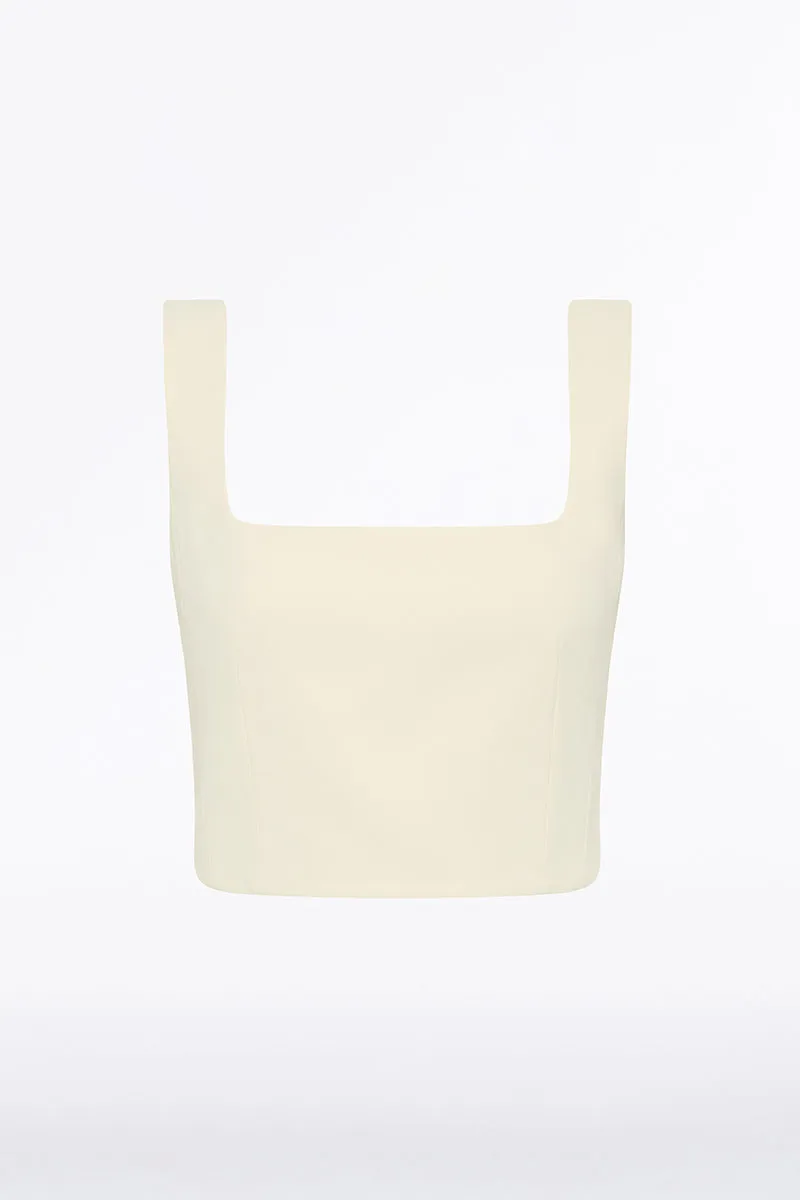 IVORY CREPE CROP TOP