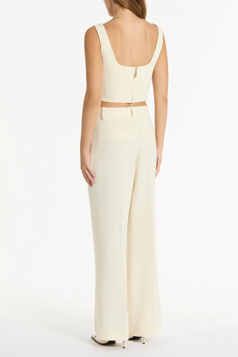 IVORY CREPE CROP TOP