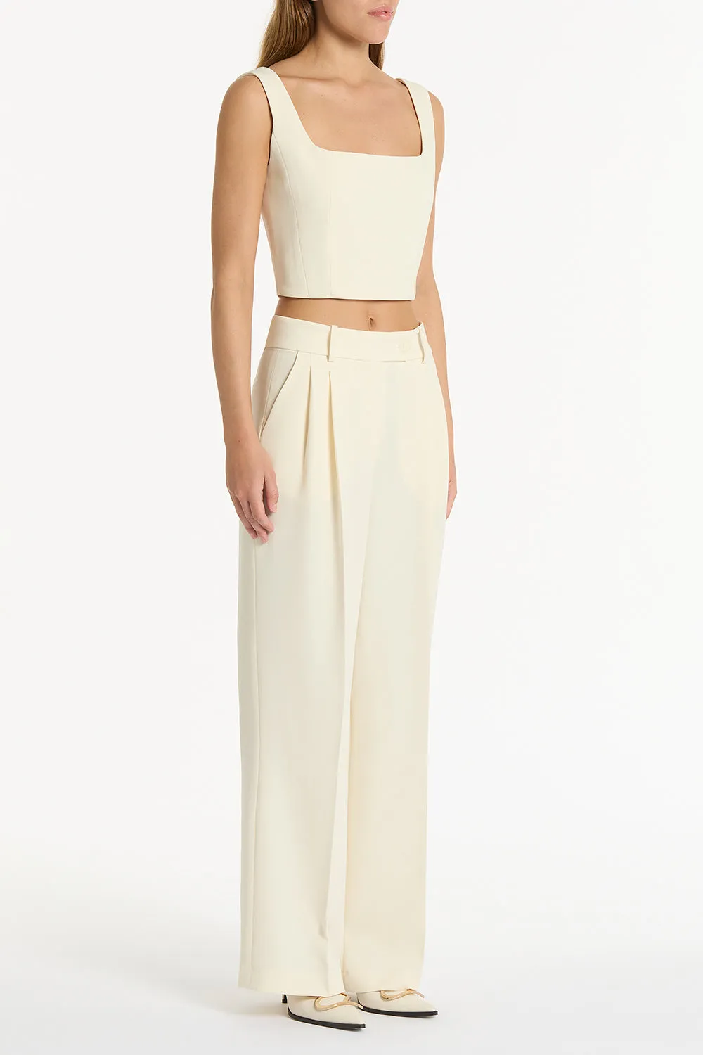 IVORY CREPE CROP TOP