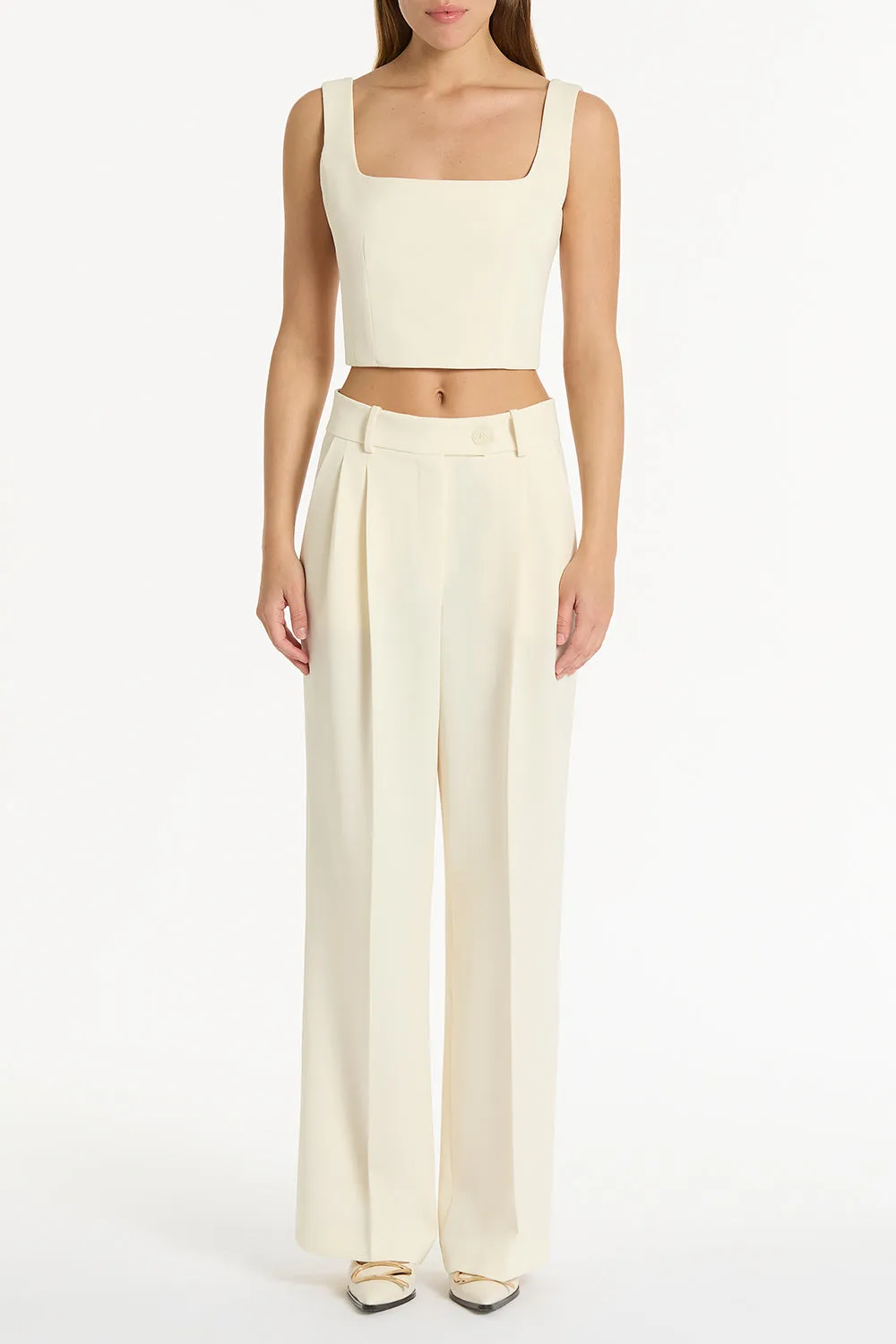 IVORY CREPE CROP TOP