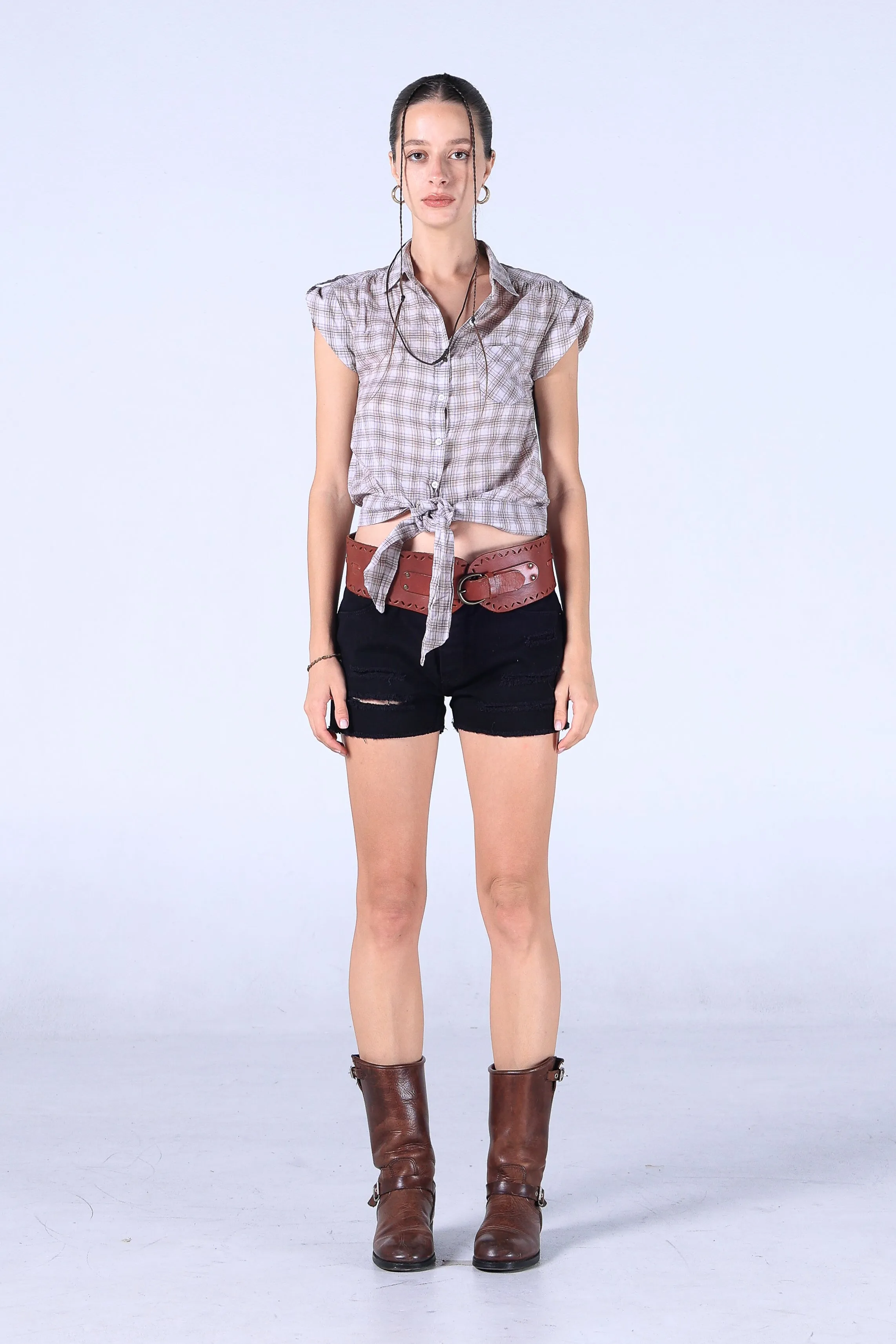 Jack Russel - Women Shorts Jeans - Handwerk JF-SH/BK Black Mid Waisted
