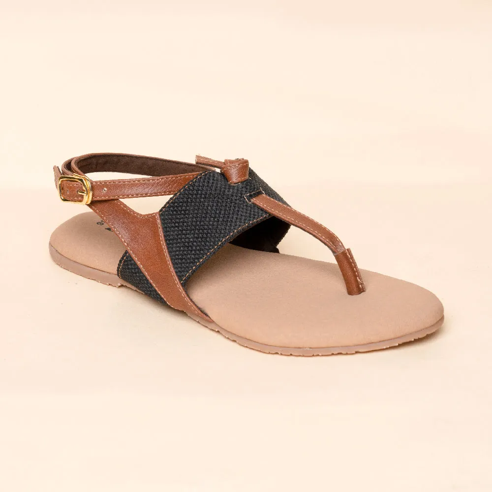 Jet Black T Strap Sandal