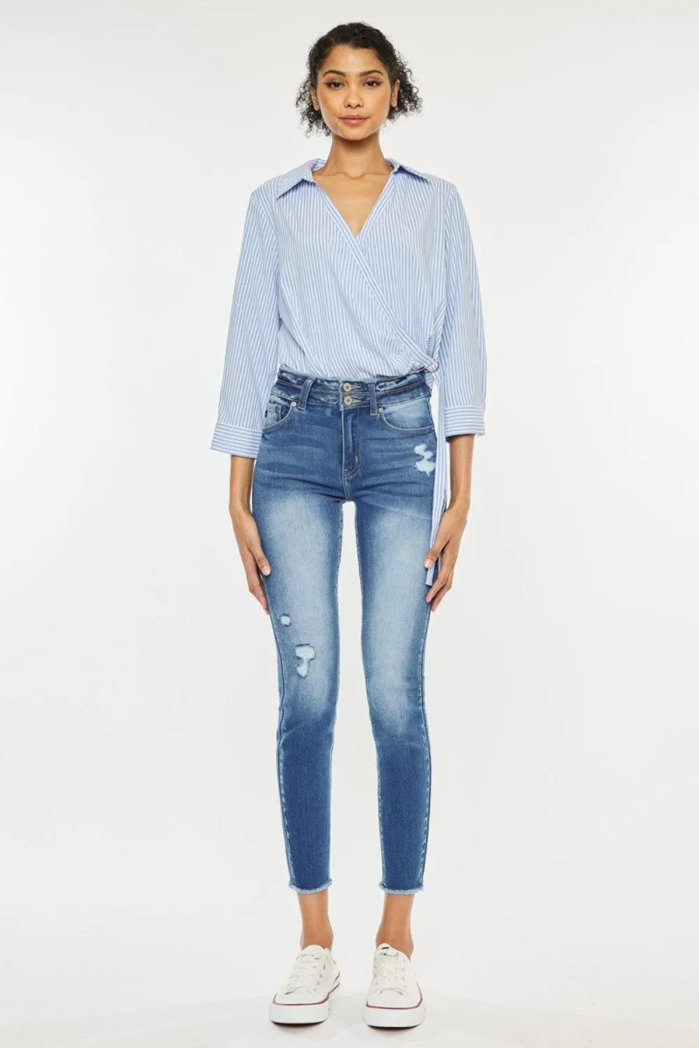 KANCAN Enduring Raw Hem Cropped Skinny Jeans
