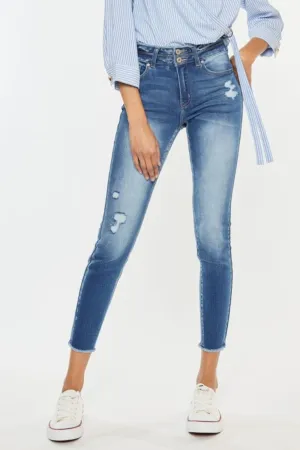 KANCAN Enduring Raw Hem Cropped Skinny Jeans