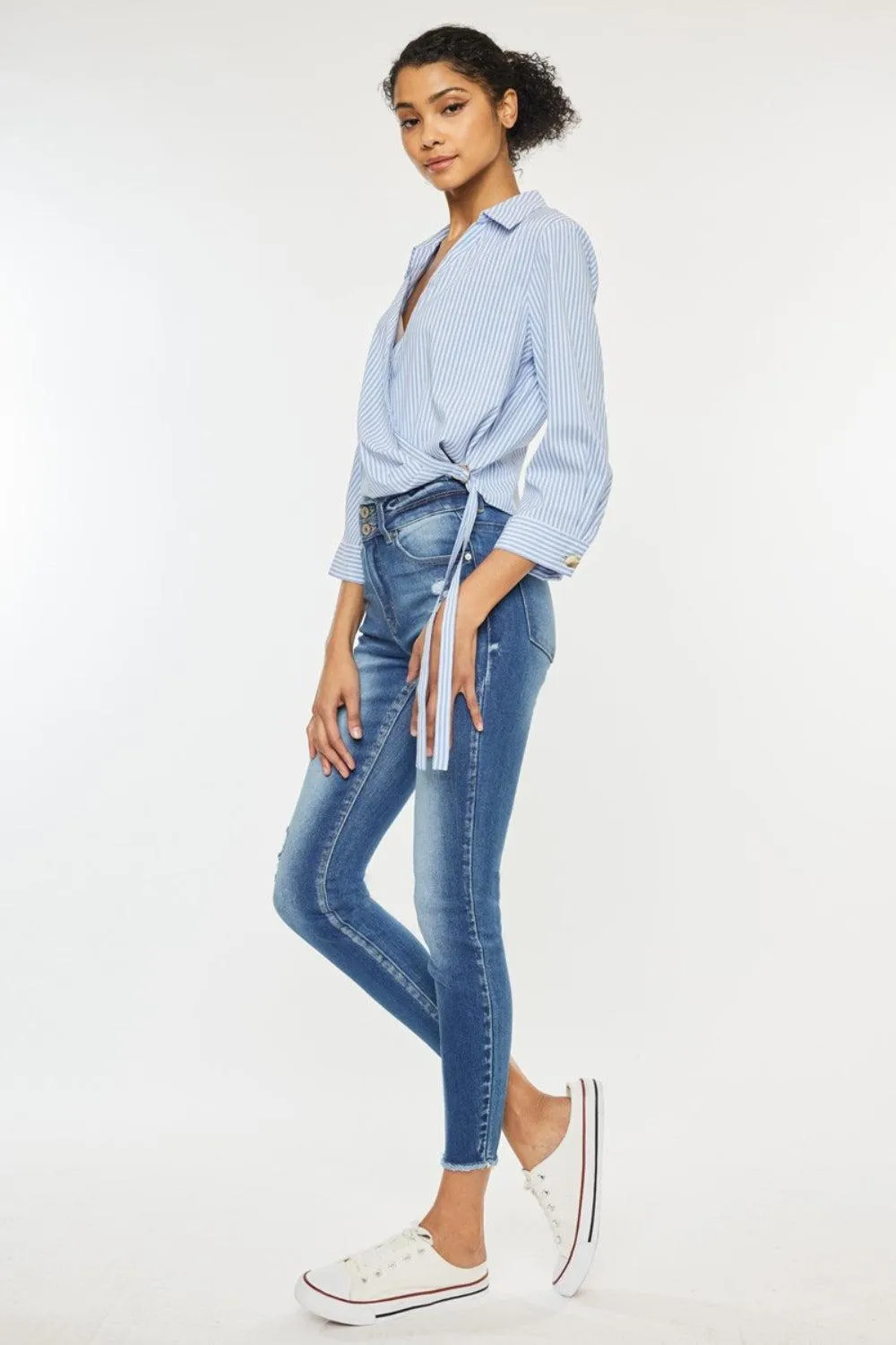 KANCAN Enduring Raw Hem Cropped Skinny Jeans