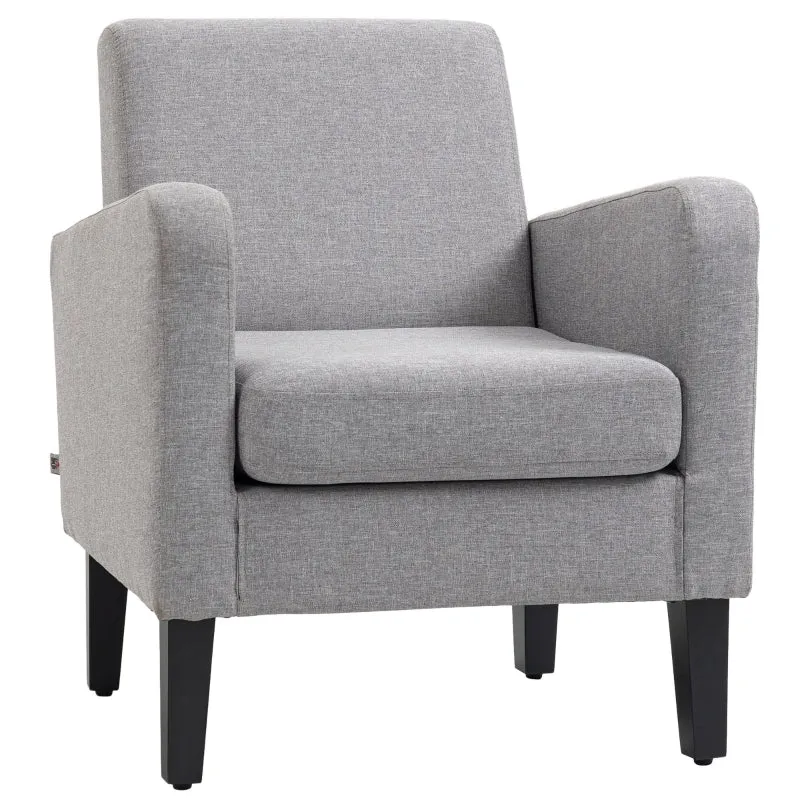 Light Grey Modern Accent Chair with Rubber Wood Legs