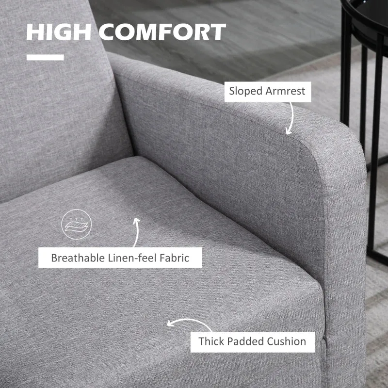 Light Grey Modern Accent Chair with Rubber Wood Legs