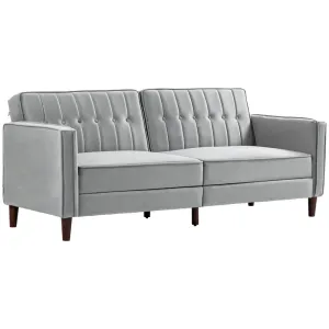 Light Grey Velvet Convertible Sofa Bed