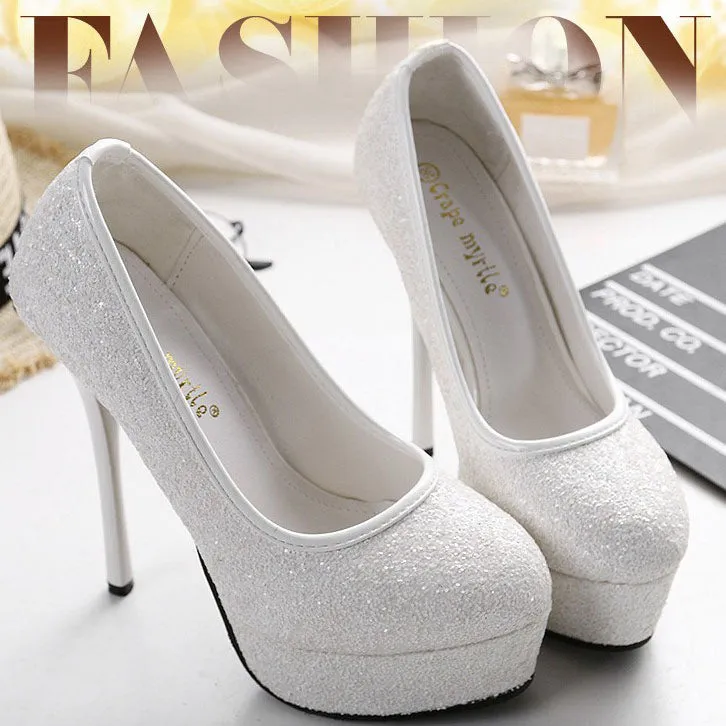 Low Cut Platform Round Toe Stiletto High Heels Prom Shoes