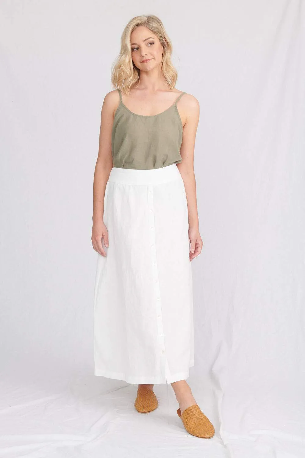 Lulu Organic Linen || Portofino Linen Skirt - White