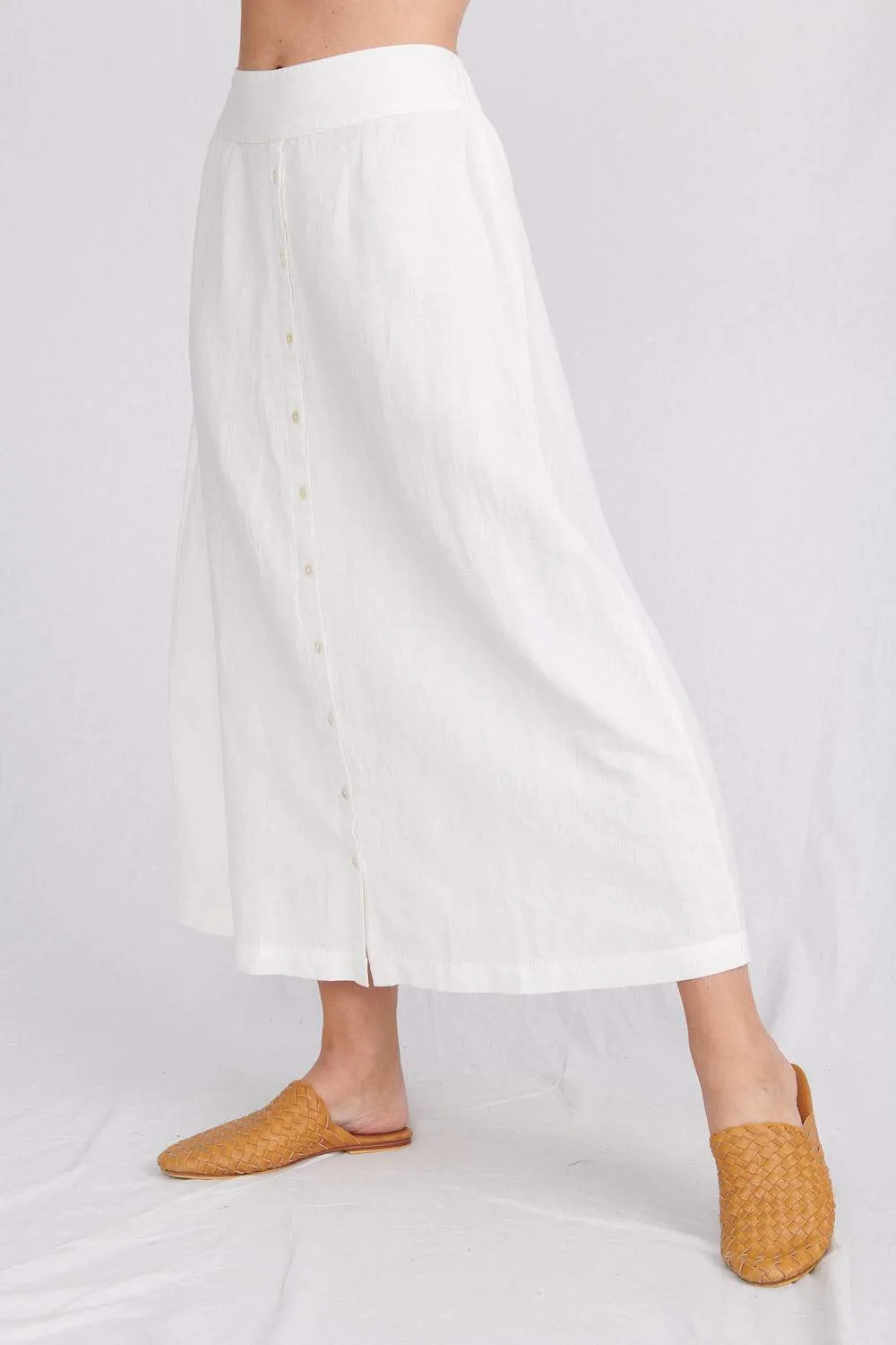 Lulu Organic Linen || Portofino Linen Skirt - White
