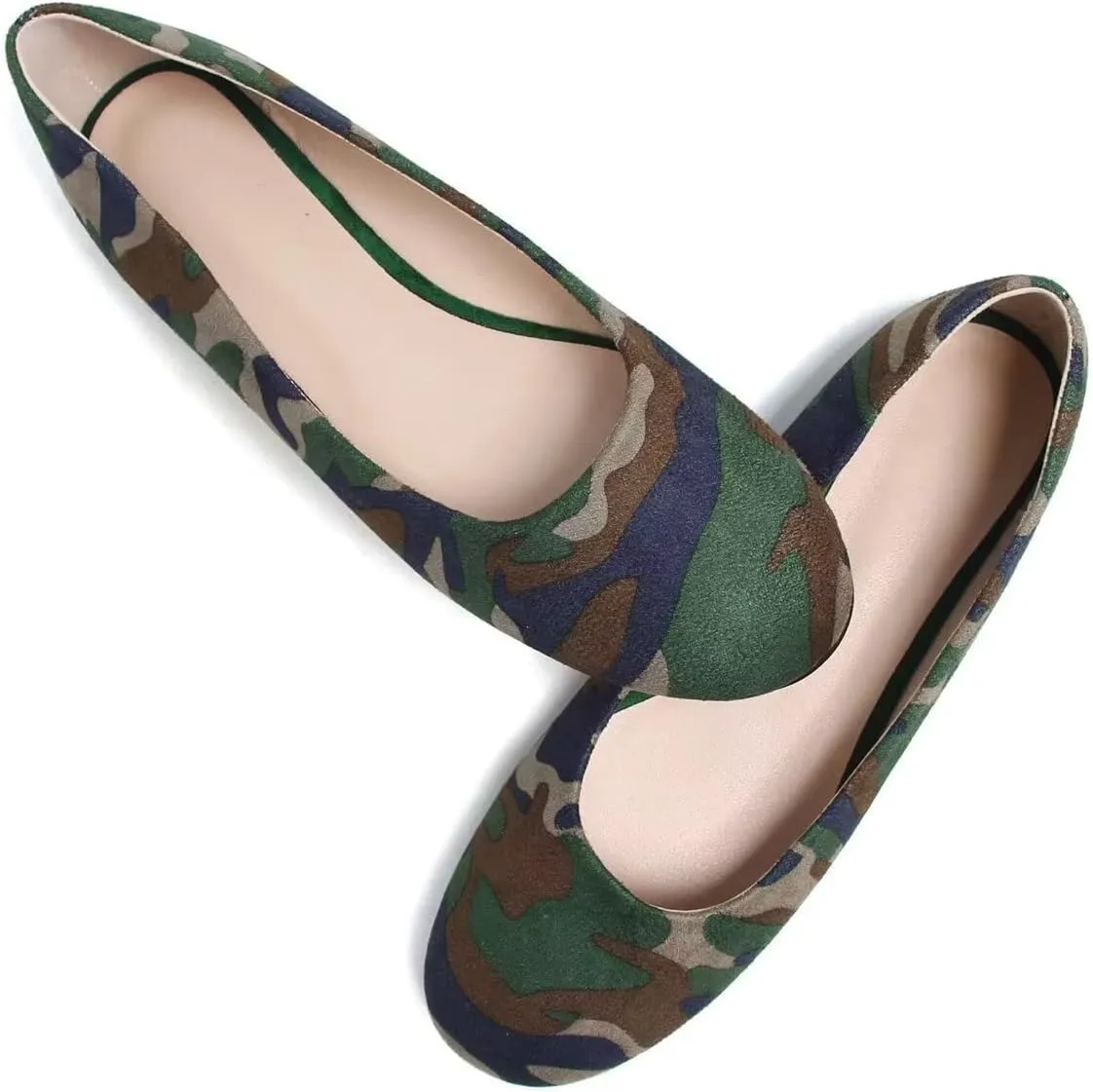 LUXINYU Women Candy Color Comfortable Round Toe Slip on Suede Ballet Flats Low Heel Office Shoes Casual Shoes