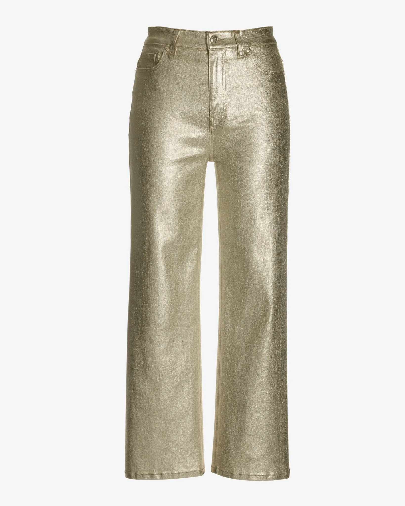 Malibu Coated Cropped Wide Leg Jean Gold Metallic