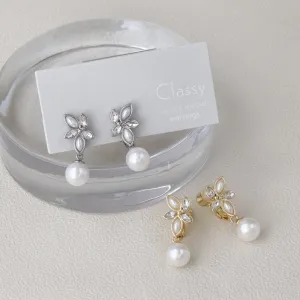 Marquise Ornate Pearl Drop Clip Ons
