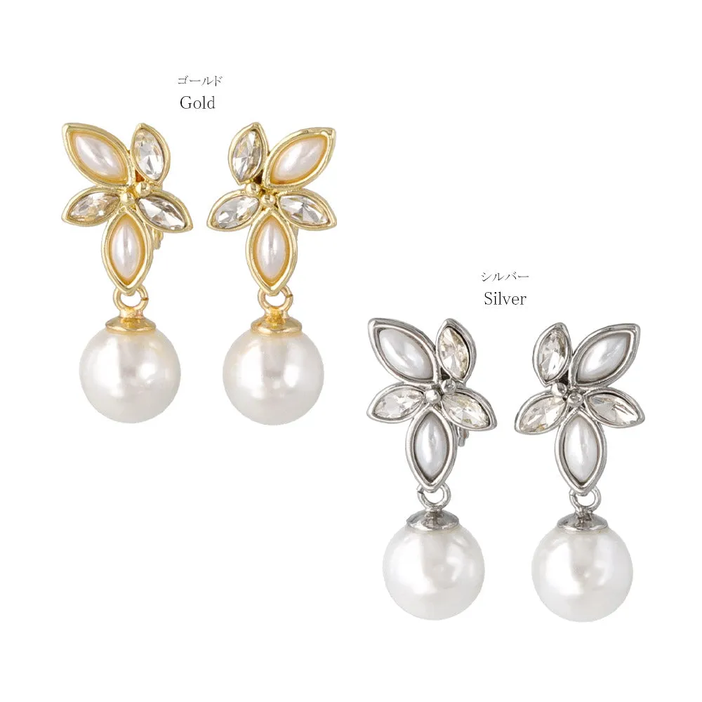 Marquise Ornate Pearl Drop Clip Ons