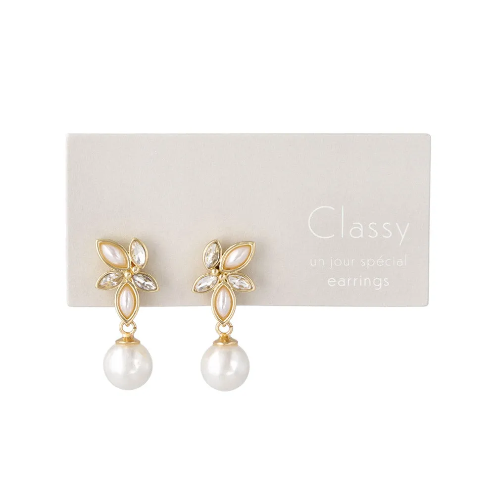 Marquise Ornate Pearl Drop Clip Ons