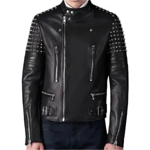 Men's Black Studded Leather Jacket – Bold & Stylish Fashion