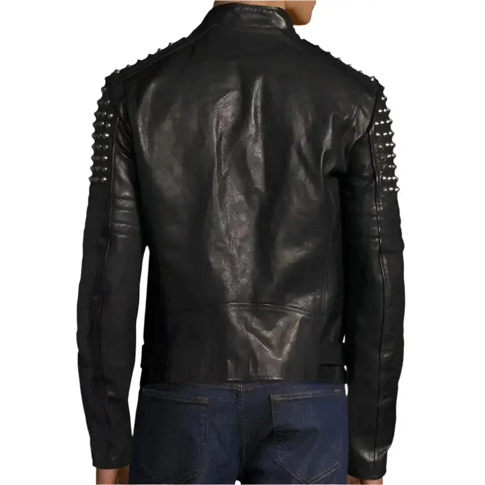 Men's Black Studded Leather Jacket – Bold & Stylish Fashion