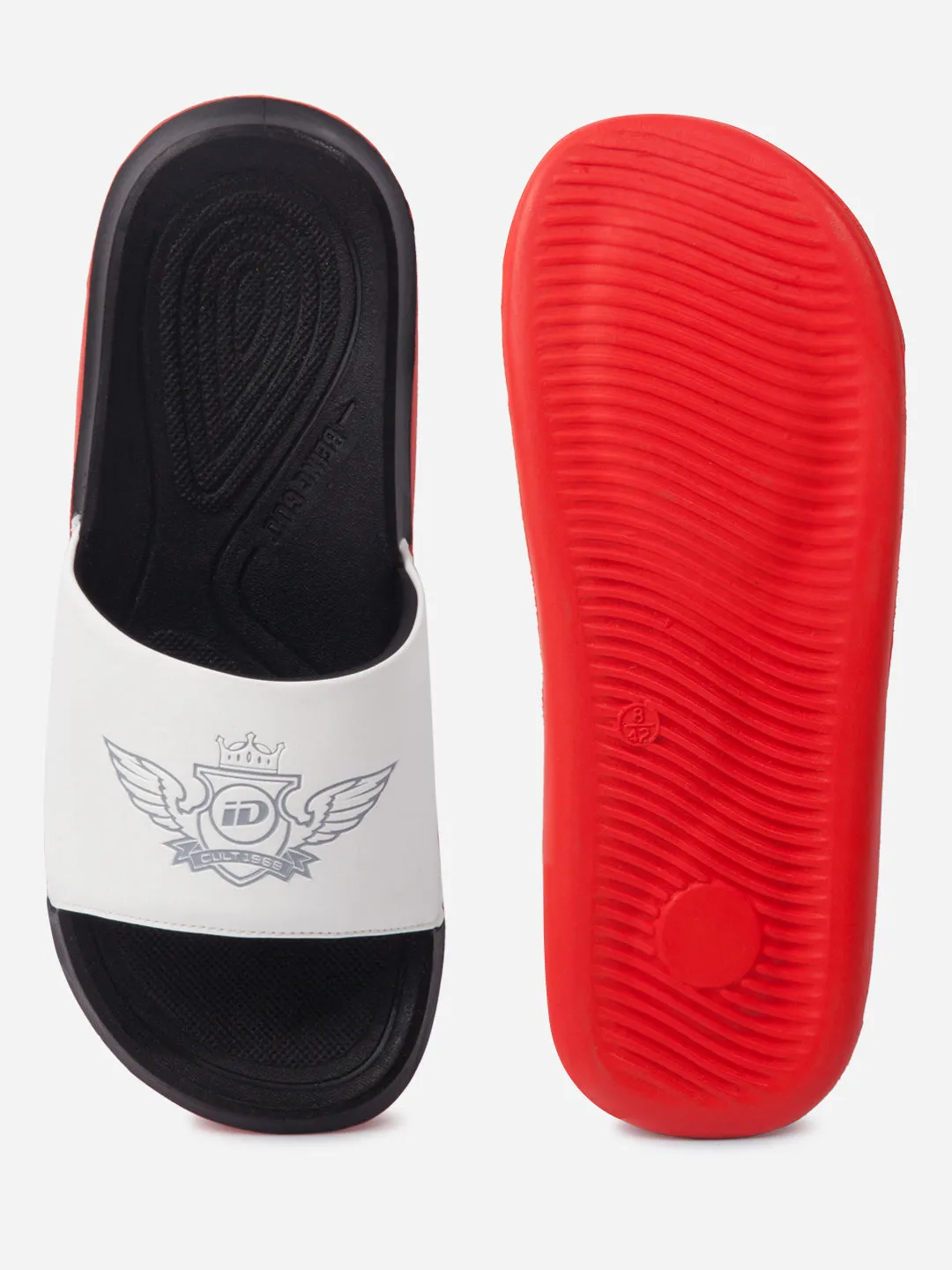Men's White/Red Active Graphic Printed Slider (IX5018)