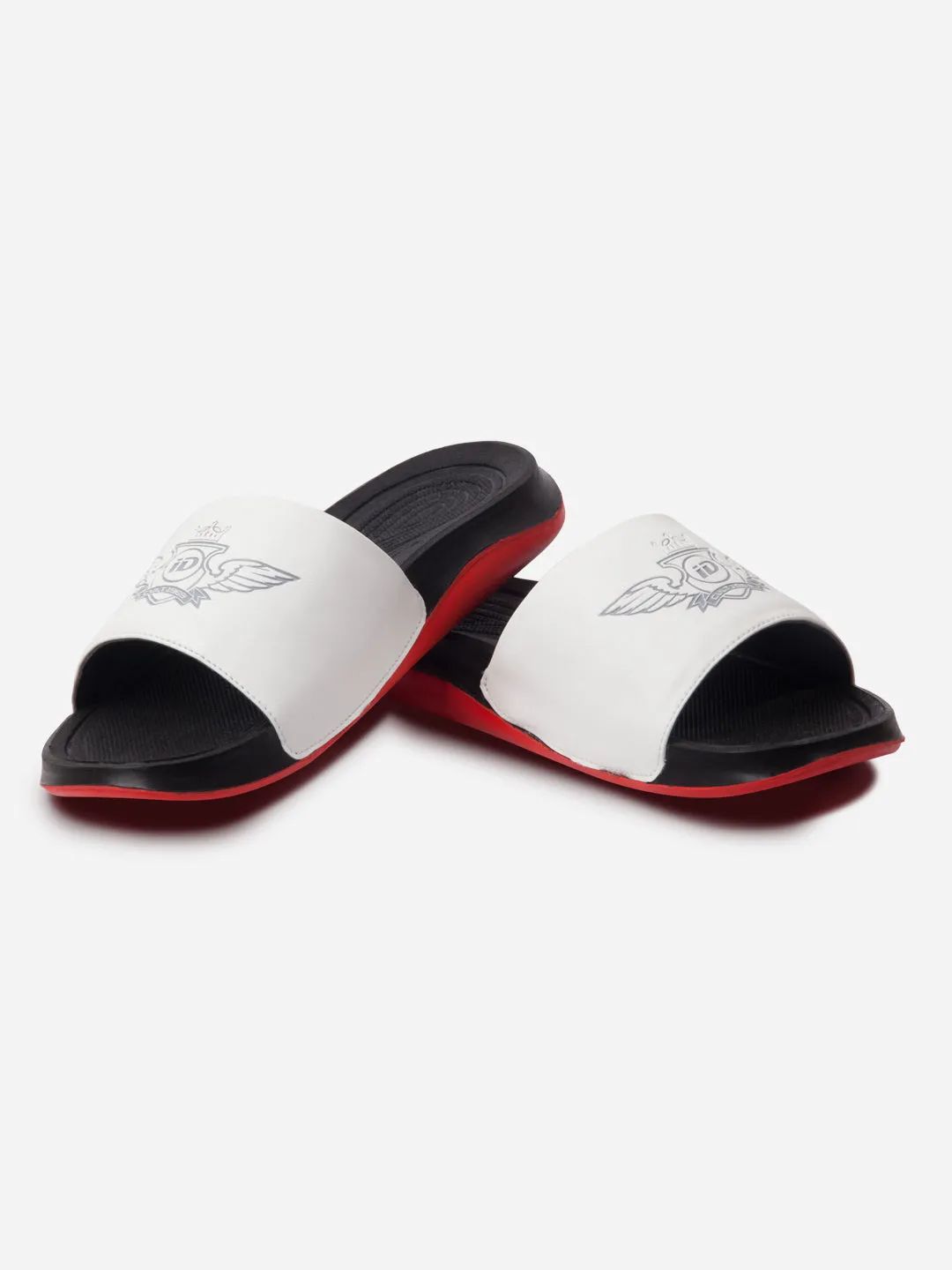 Men's White/Red Active Graphic Printed Slider (IX5018)