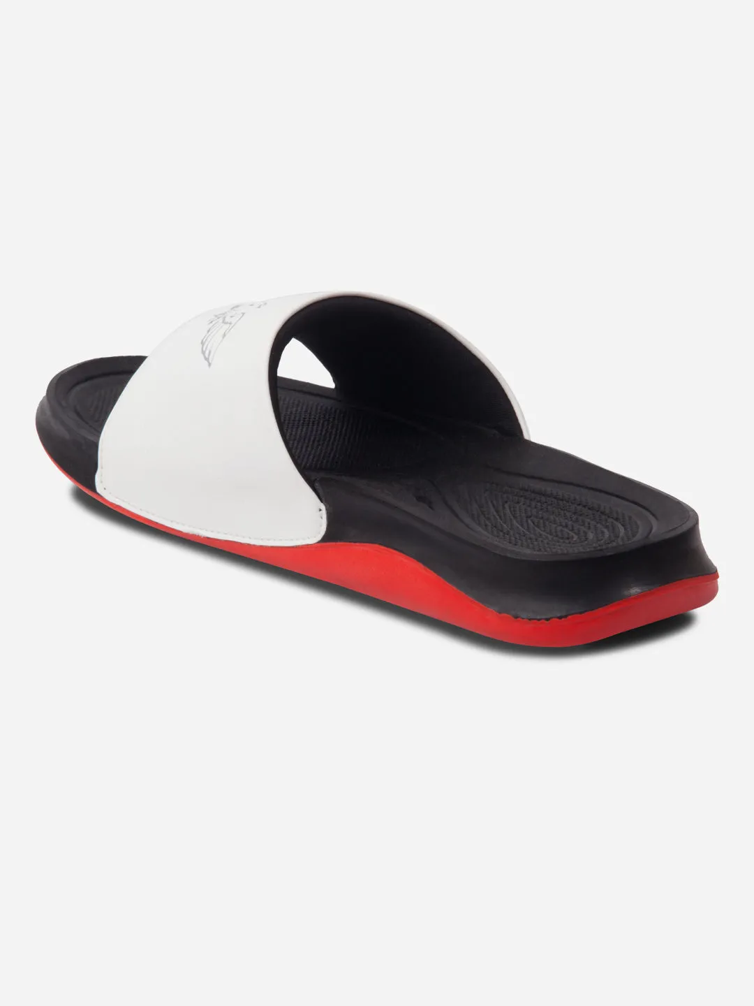 Men's White/Red Active Graphic Printed Slider (IX5018)
