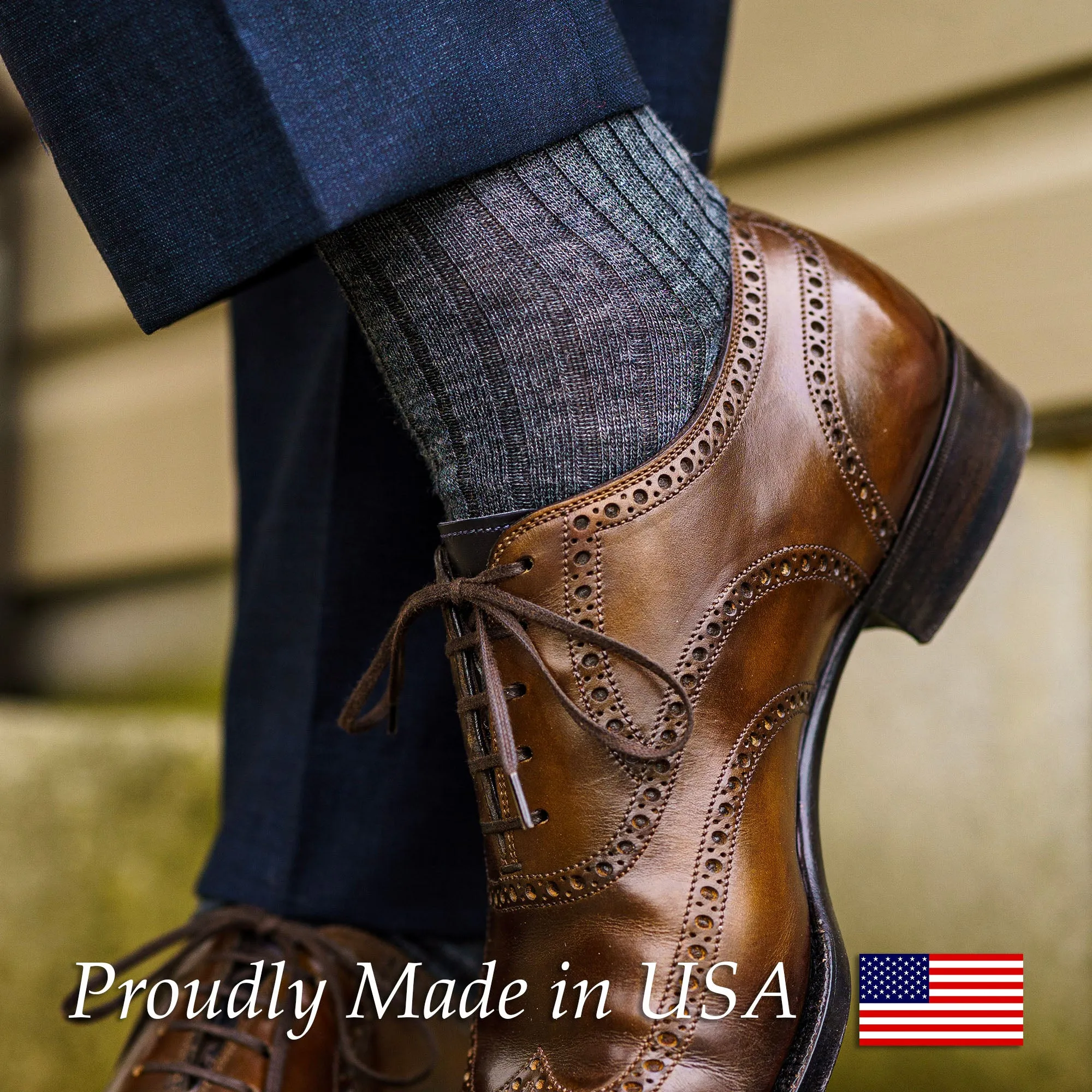 Merino Wool Mid Calf Dress Socks - 6 Pair Gift Box