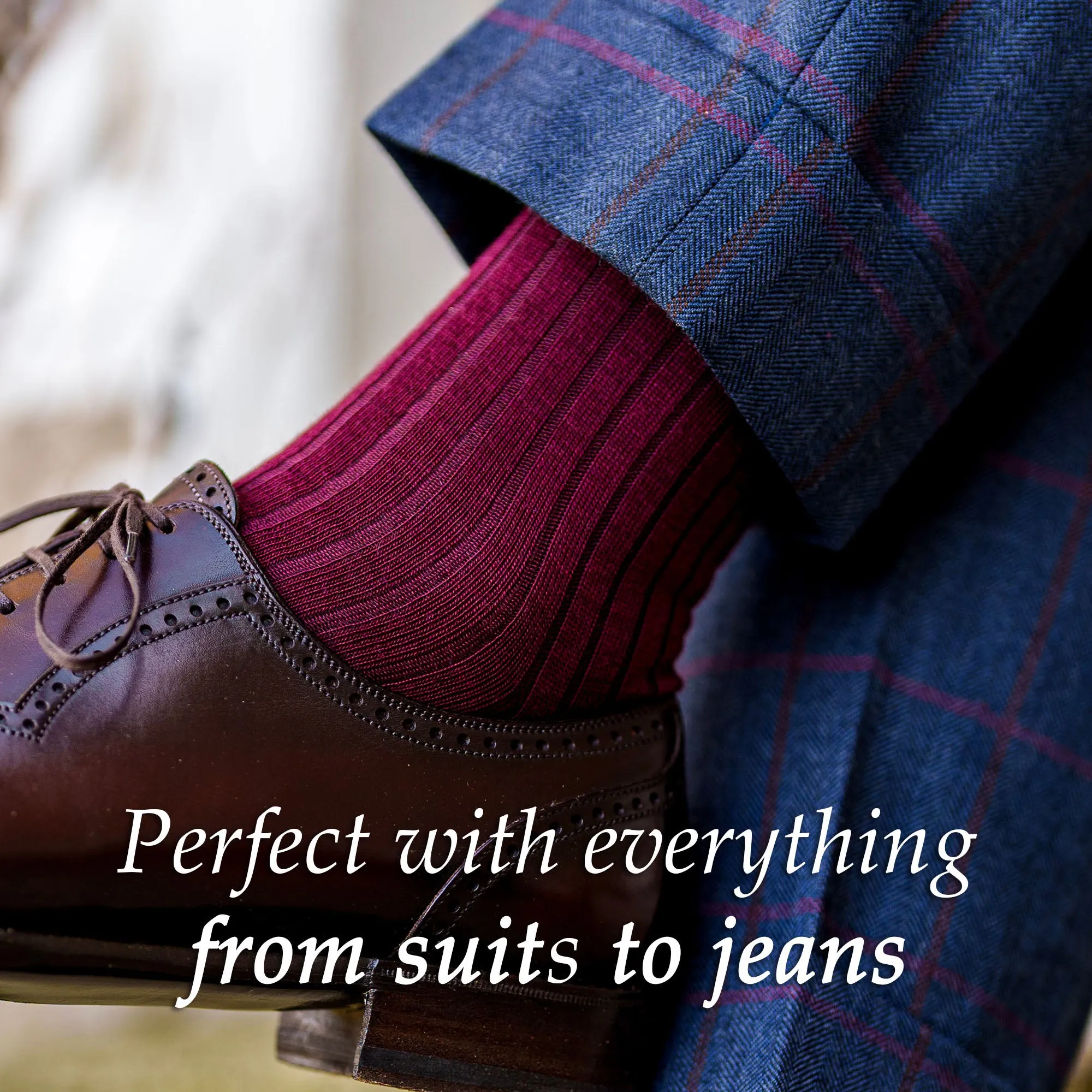 Merino Wool Mid Calf Dress Socks - 6 Pair Gift Box