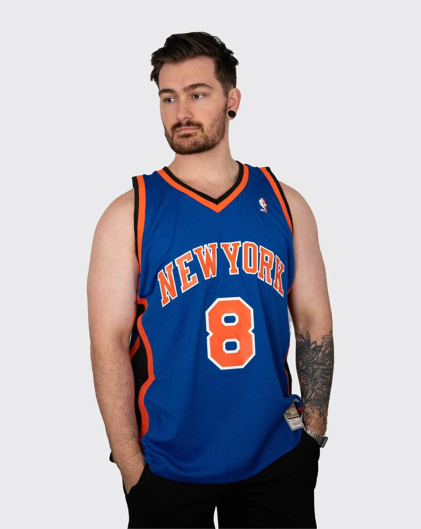 mitchell and ness new york knicks sprewell 98-99 jersey blue