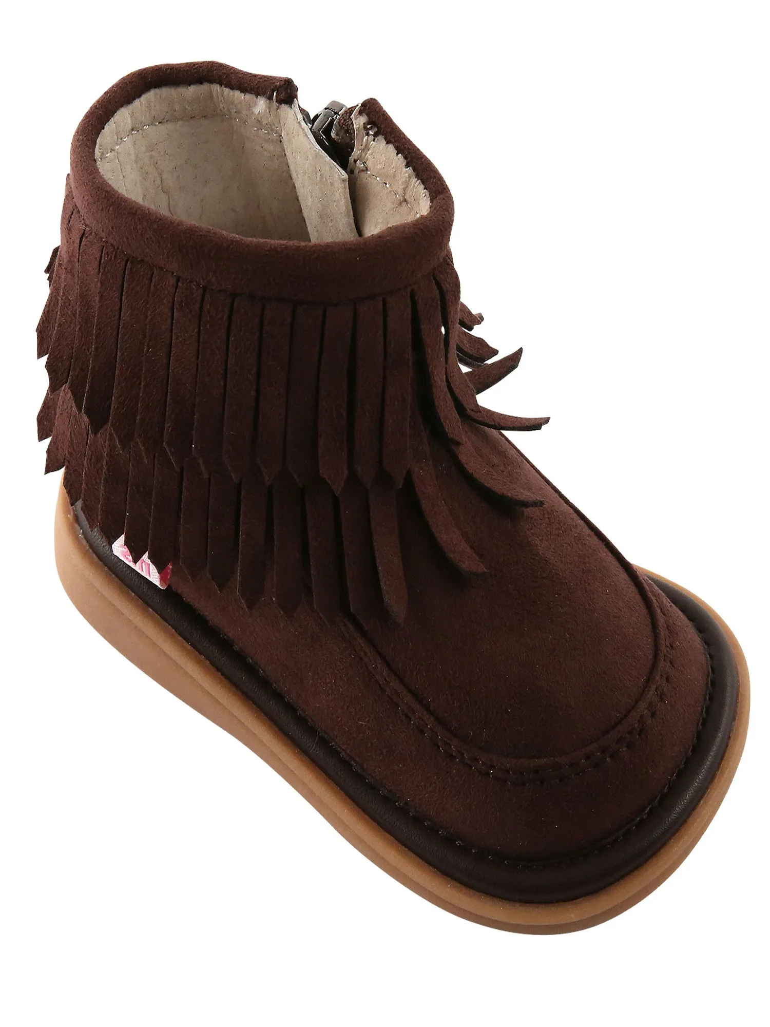 Mooshu Trainers Girls Chocolate Suede Squeaky Piper Fringe Boots 3-4 Baby