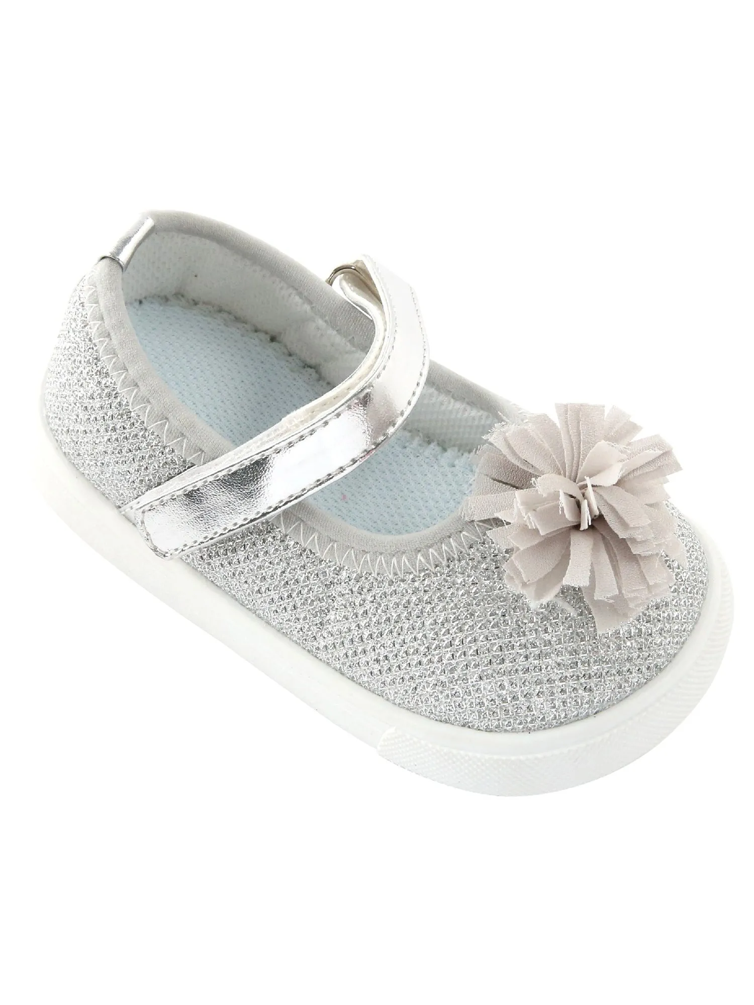 Mooshu Trainers Girls Silver Freeman Squeaky Mary Jane Shoes 3 Baby-9 Toddler