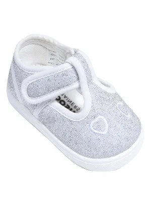 Mooshu Trainers Girls Silver Hearts TStrap Squeaky Casual Shoes 3 Baby-9 Toddler