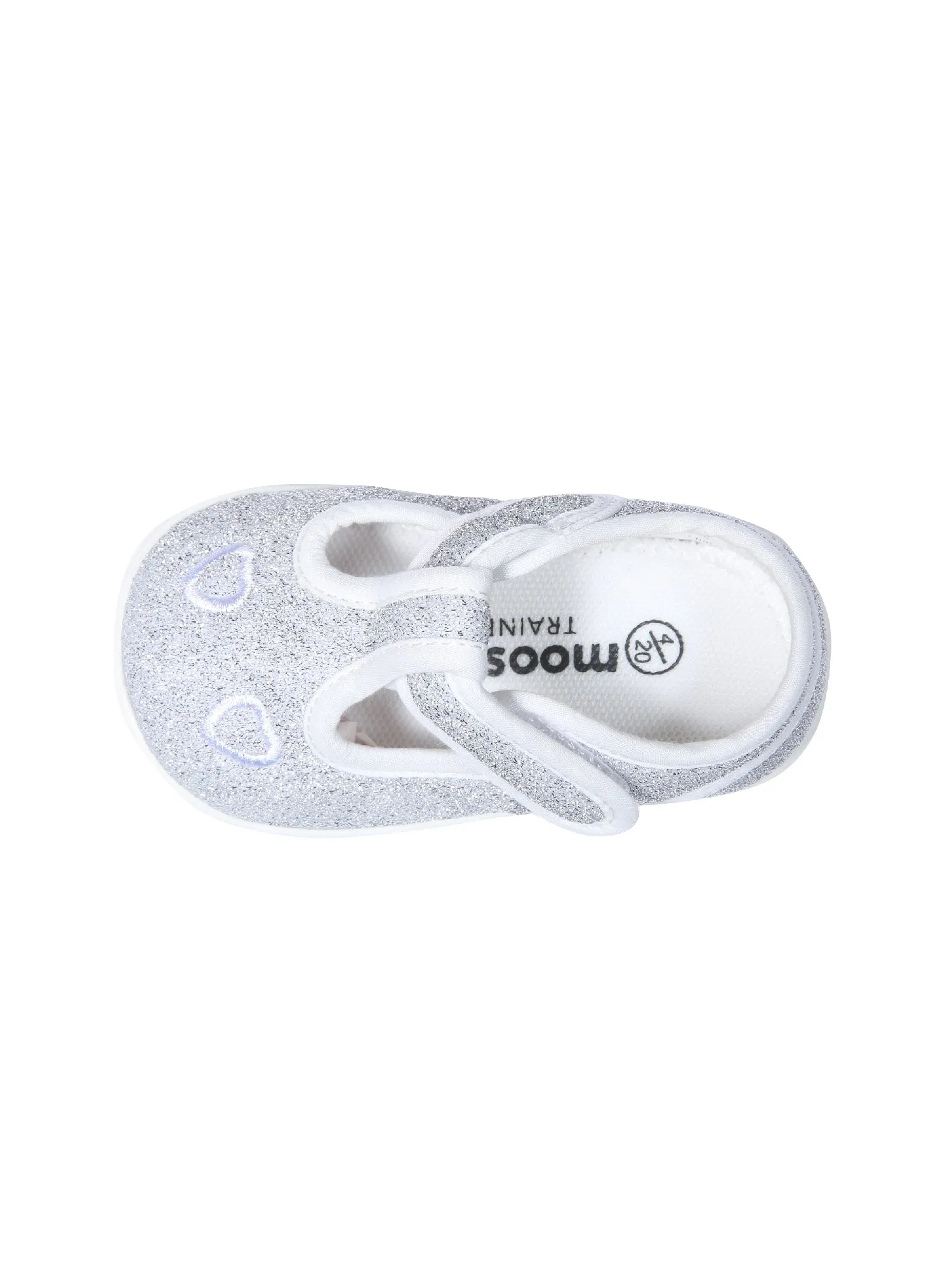 Mooshu Trainers Girls Silver Hearts TStrap Squeaky Casual Shoes 3 Baby-9 Toddler