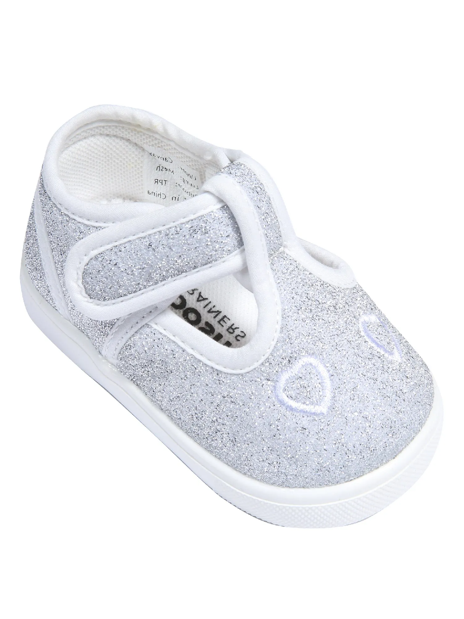 Mooshu Trainers Girls Silver Hearts TStrap Squeaky Casual Shoes 3 Baby-9 Toddler