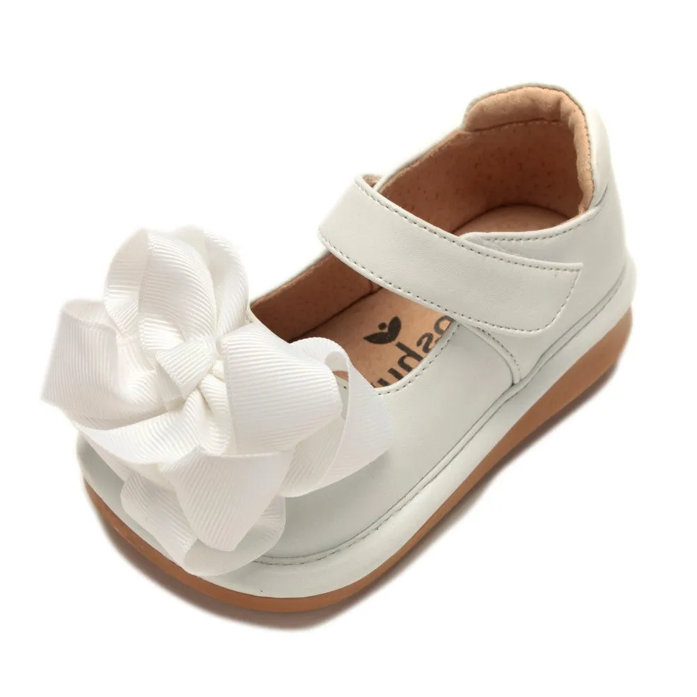 Mooshu Trainers Girls White Bow Squeaky Mary Jane Shoes 3 Baby-9 Toddler