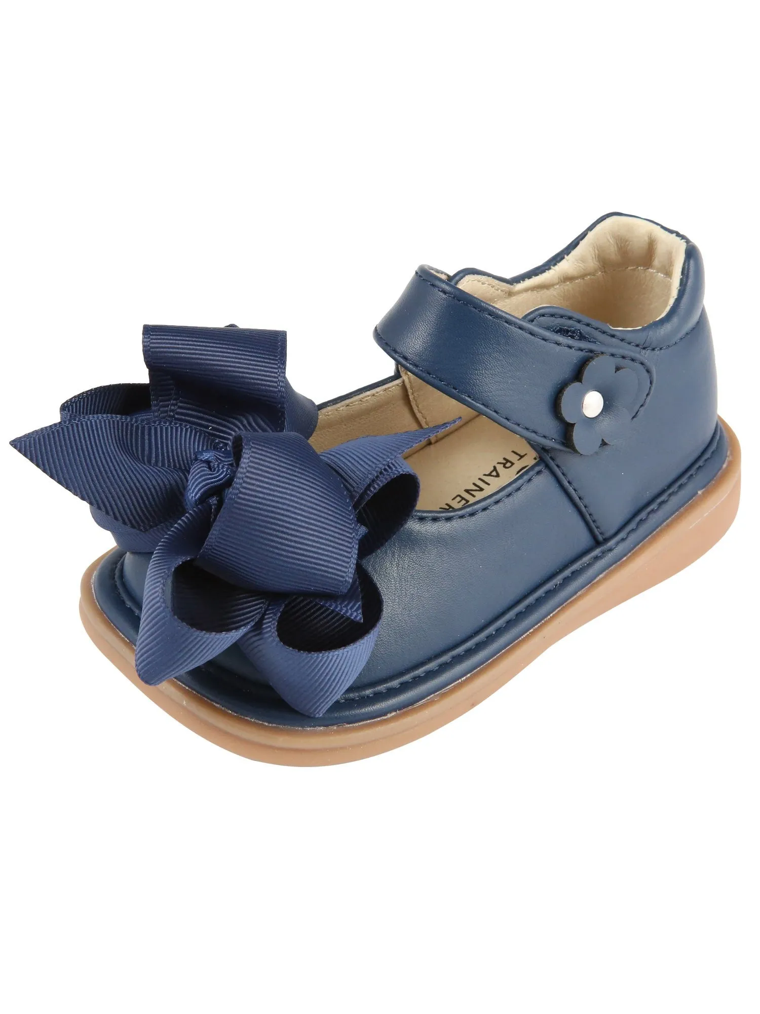 Mooshu Trainers Little Girls Navy Bow Squeaky Mary Jane Shoes 5-9
