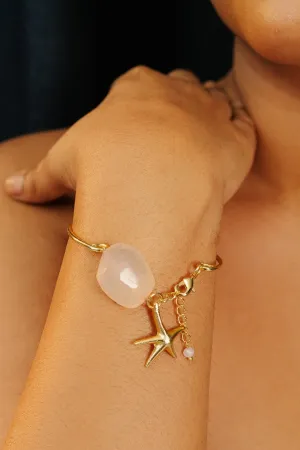Natural Stone Starfish Brass Charm Bracelet