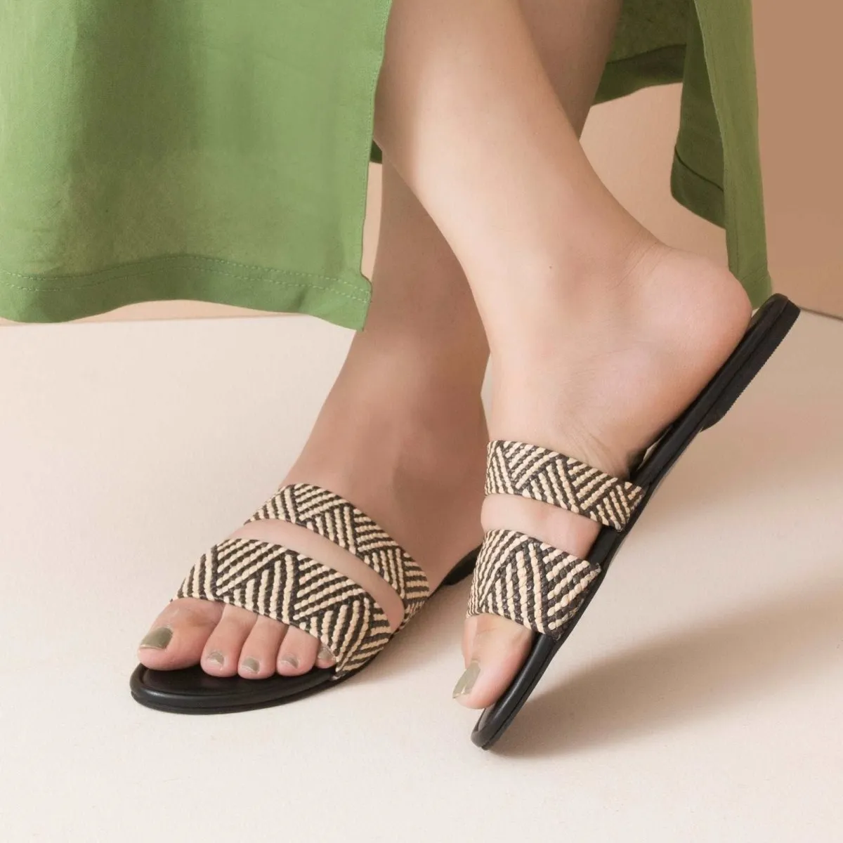 Neutral Twin Strap Flats