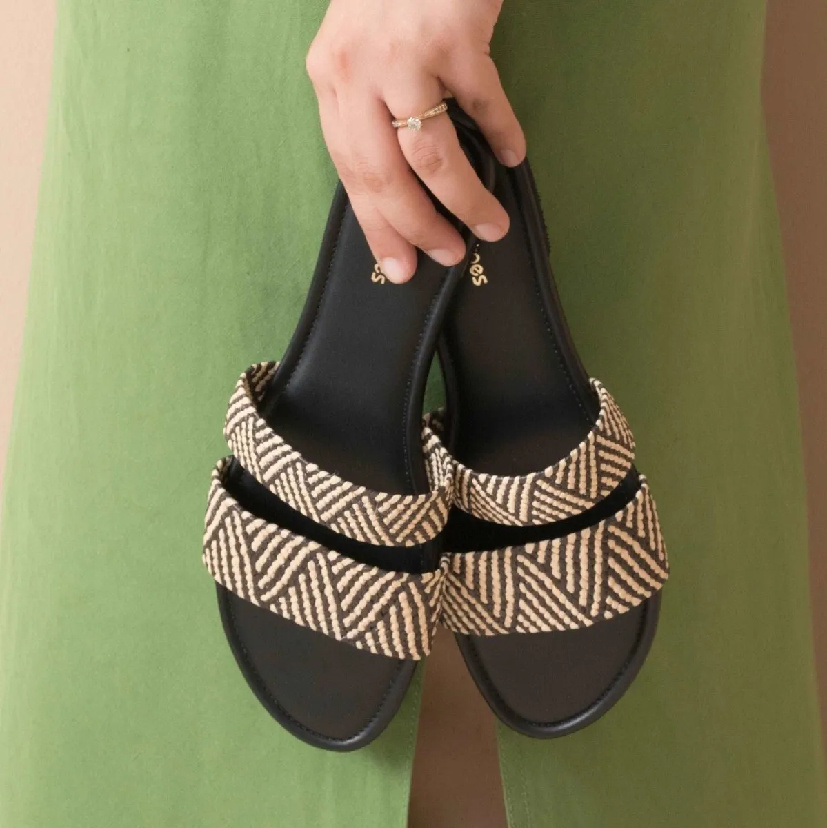Neutral Twin Strap Flats