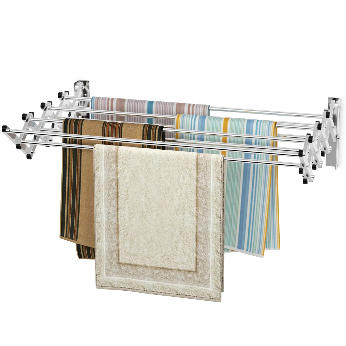 NNECW Wall-mounted Stainless Steel Expandable Drying Rack with 8 Rods