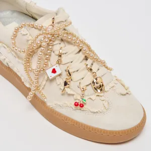 NOTICE LACE SNEAKERS IVORY   GOLD CHARM BUNDLE