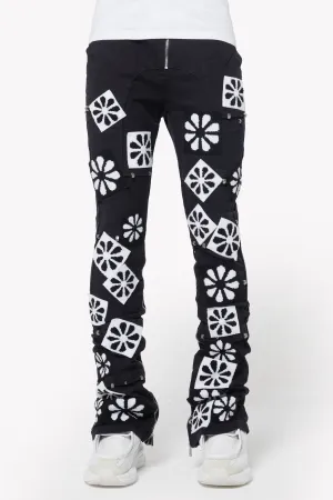 Obsidian Black Flowers Denim