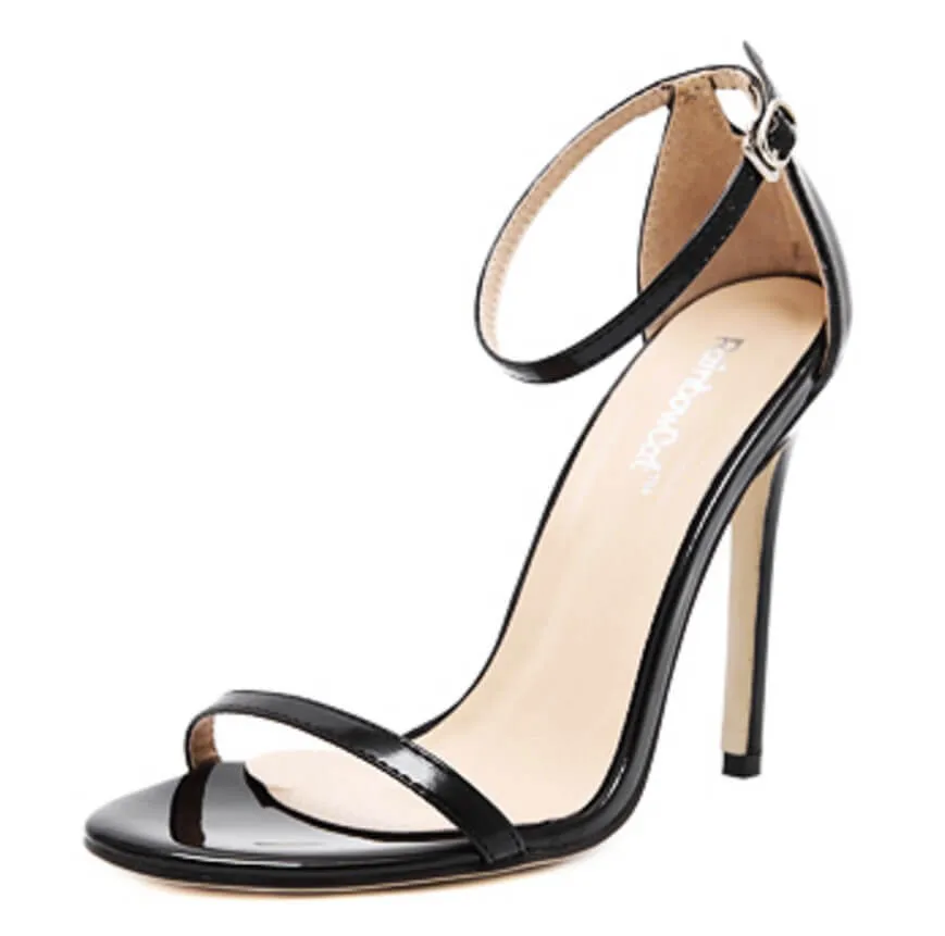 Open Toe Ankle Wrap Simple Stiletto High Heel Sandals
